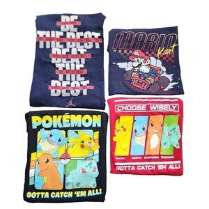 Boys 10-12 Years Bundle of 4 Graphic T-Shirts Pokemon Jordan Super Mario